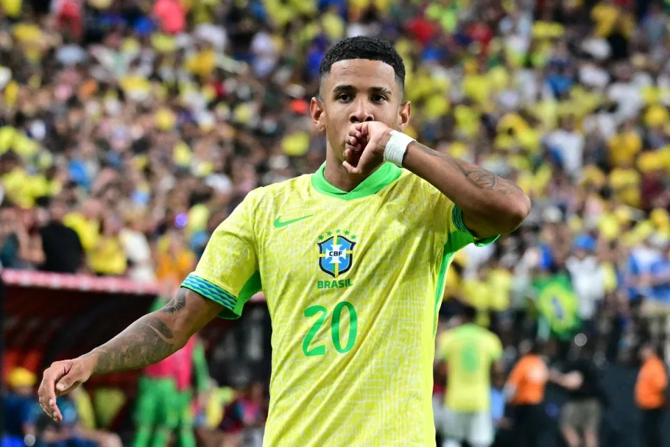 Savinho made his international debut for Brazil against England in March (AFP via Getty Images)