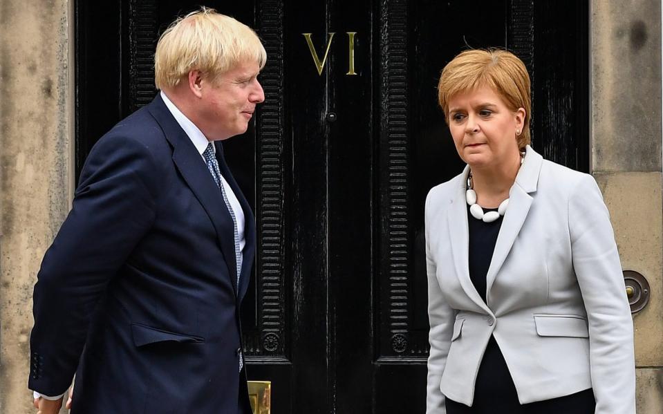 Boris Johnson with Nicola Sturgeon at Bute House in Edinburgh - Jeff J Mitchell /Getty Images Europe 