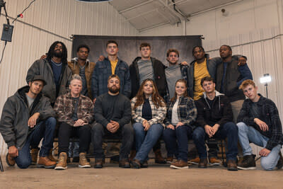 Back Row (left to right) Donovan Edwards, Will Johnson, Colston Loveland, Blake Frazier, Max Bredeson, Alex Orji, Benjamin Hall. Front Row (left to right): Stephen Madrosen, Leah Houghtaling, Miguel (Miggie) Milan, Saray Hernandez, Grace Colone, Carter Worm, Duncan Ruby