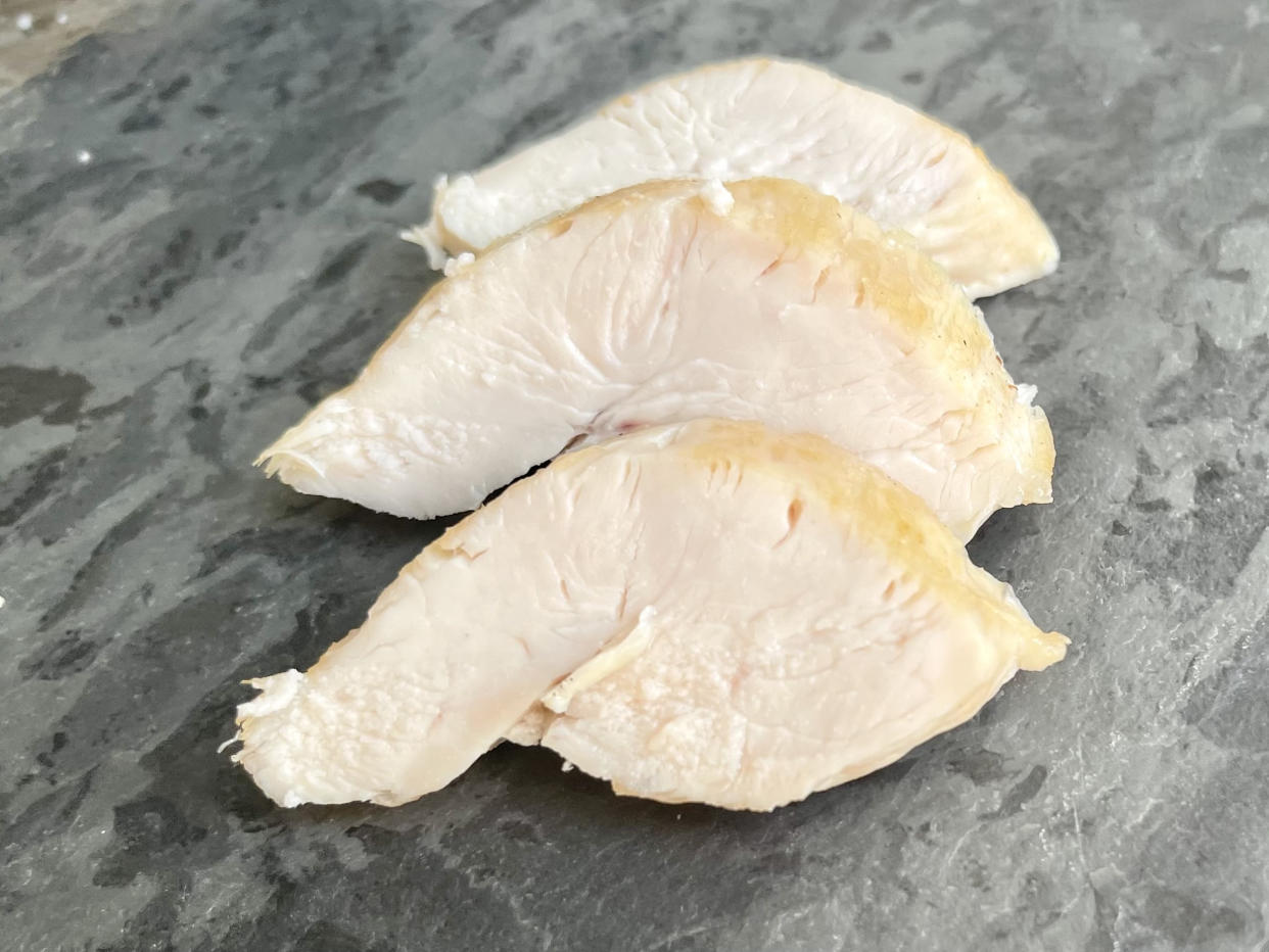 Make sure to let your chicken breasts rest before cutting into them to ensure they lock in their moisture. (Ali Rosen)