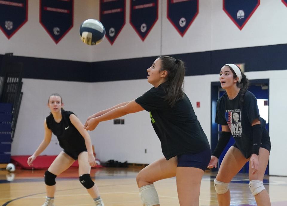 Byram Hills volleyball player Alana Vataj in action during practice at Byram Hills High School in Armonk on Thursday, November 2023, before heading to Glenns Falls for the NYSPHSAA Championships.