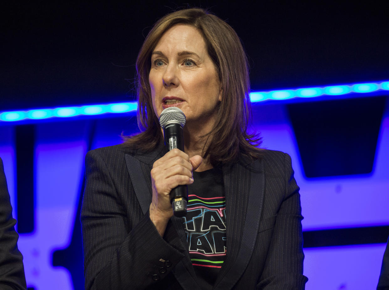 CHICAGO, IL - APRIL 12:  Kathleen Kennedy during the Star Wars Celebration at the Wintrust Arena on April 12, 2019 in Chicago, Illinois.  (Photo by Barry Brecheisen/Getty Images)