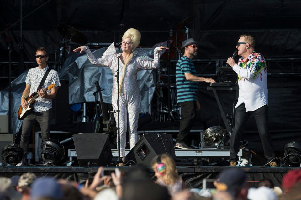 The B-52s perform at the 2019 Sea Hear Now music festival in Asbury Park.