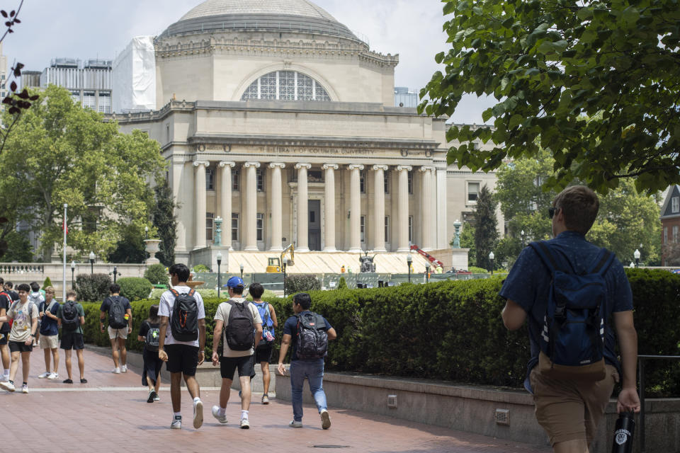 Estudiantes en el campus de la Universidad de Columbia en el barrio de Morningside Heights en el Upper West Side de Manhattan, Nueva York. Foto: Getty