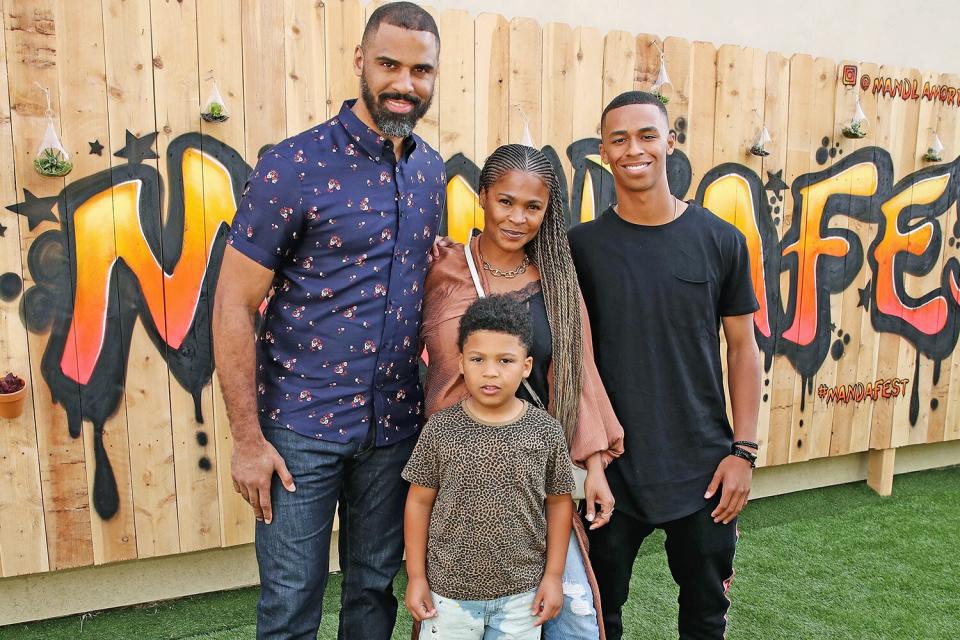 CALABASAS, CA - MAY 20: (L-R) Assistant Coach for the San Antonio Spurs Ime Udoka, Kez Udoka, Actress Nia Long and Massai Dorsey II attend MANDAFEST Mandla Morris' 13th Birthday Celebration on May 20, 2018 in Calabasas, California. (Photo by Randy Shropshire/WireImage )