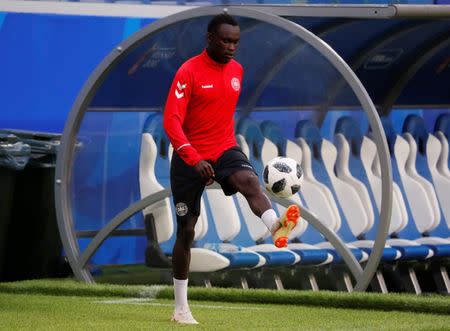 Soccer Football - World Cup - Denmark Training - Samara Arena, Samara, Russia - June 20, 2018 Denmark's Pione Sisto during training REUTERS/David Gray