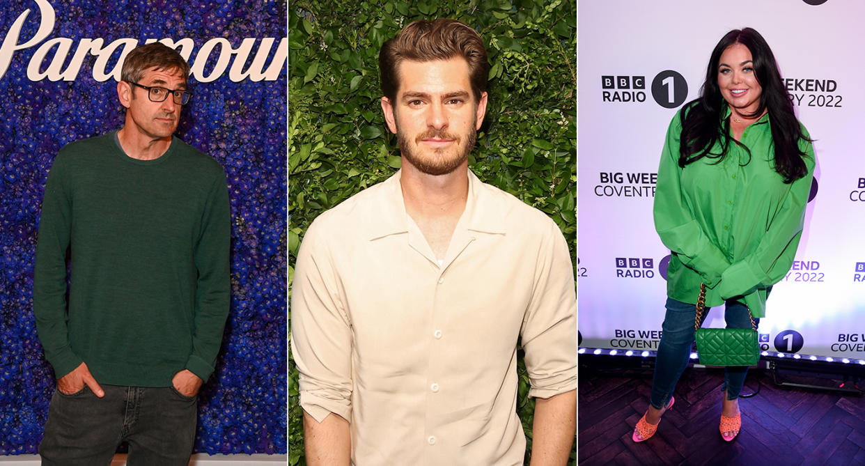 Louis Theroux, Andrew Garfield and Scarlett Moffatt are all rumoured for Strictly Come Dancing 2022. (Getty)