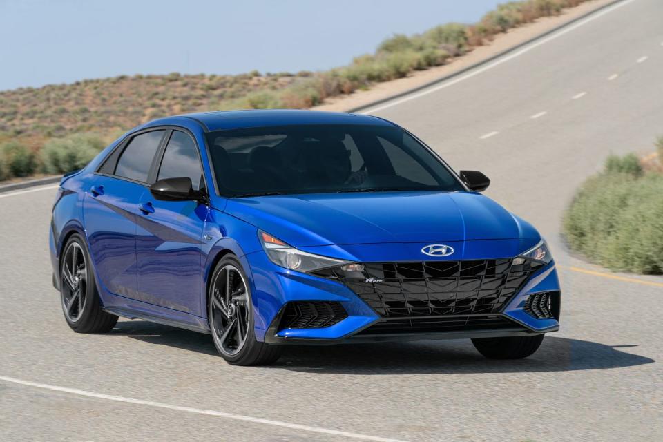 <p>Hyundai says "the Elantra N Line’s ‘low and wide’ exterior styling and ‘Parametric Dynamics’ design theme imparts a look of sophisticated sportiness."</p>