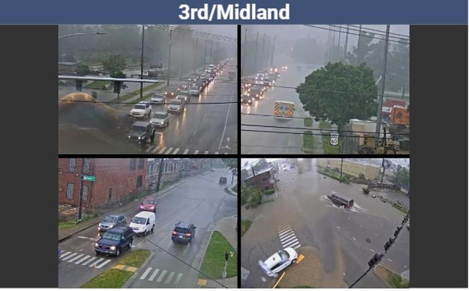 Lexington traffic cameras captured high waters that were reported on roads across the city, including this intersection at 3rd Street and Midland Avenue.