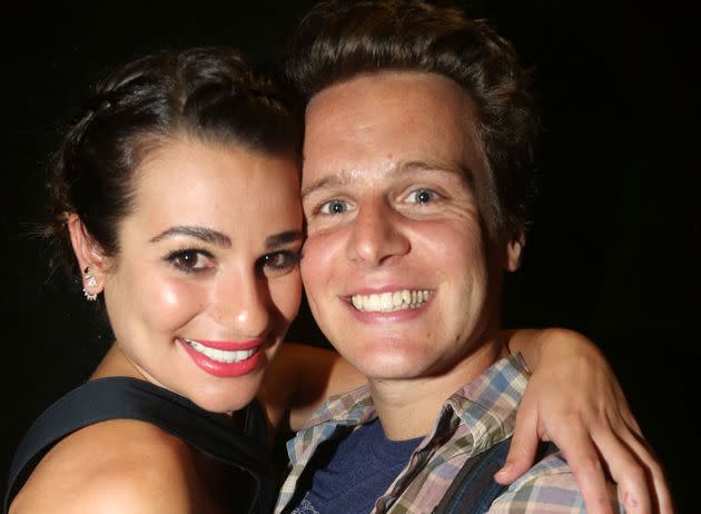 Lea Michele (left) and Jonathan Groff in 2015. (Photo: Bruce Glikas via Getty Images)