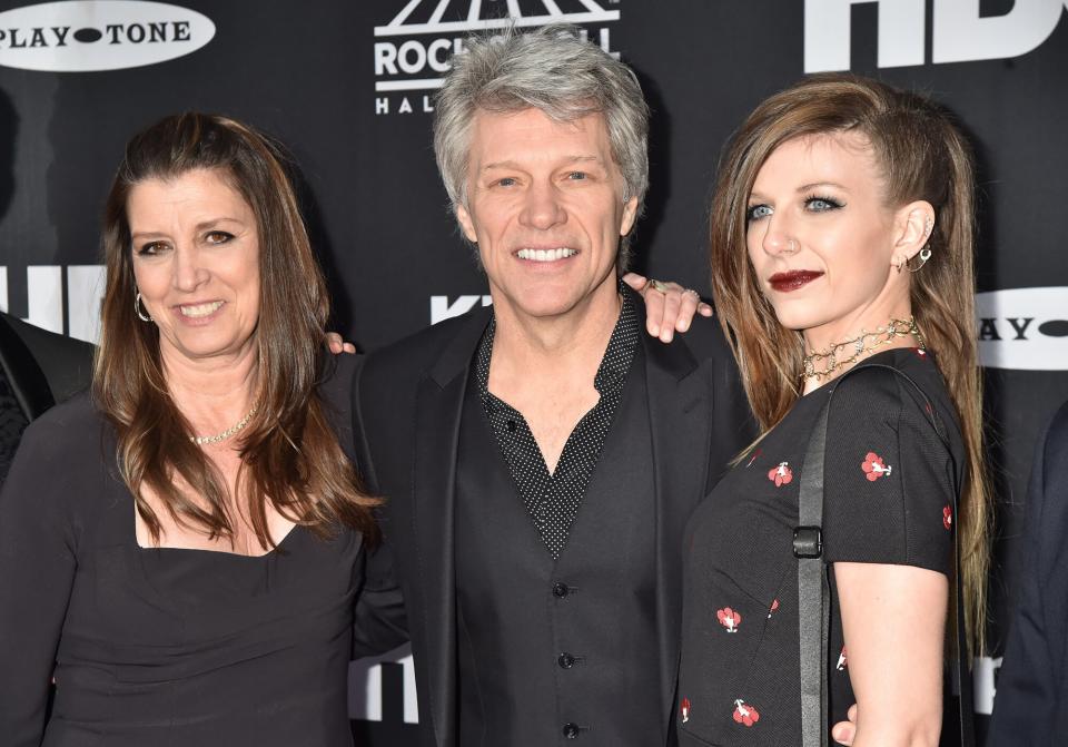 Dorothea Hurley, Inductee Jon Bon Jovi and Stephanie Rose Bongiovi attend the 33rd Annual Rock & Roll Hall of Fame Induction Ceremony at Public Auditorium on April 14, 2018 in Cleveland, Ohio