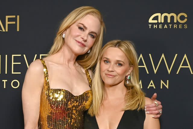 <p>Gilbert Flores/Variety via Getty </p> Nicole Kidman and Reese Witherspoon at the AFI Life Achievement Award gala