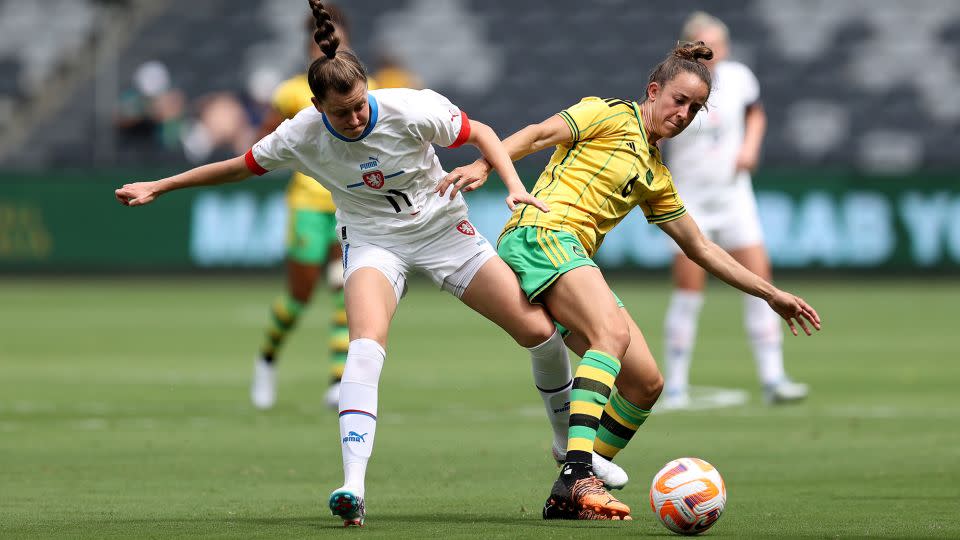 Havana Solaun (R) and Jamaica are appearing at their second ever Women's World Cup. - Brendon Thorne/Getty Images