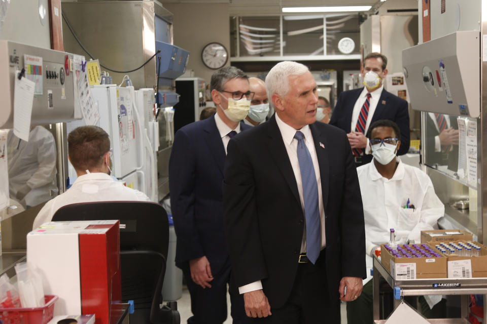 Virus Outbreak Pence Mask