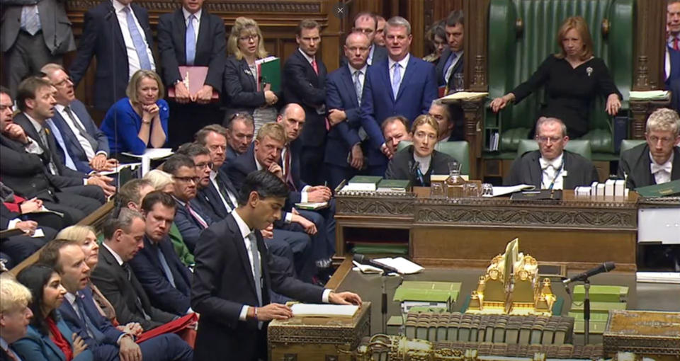 Chancellor Rishi Sunak delivers his Budget in the House of Commons, London. (Photo by House of Commons/PA Images via Getty Images)