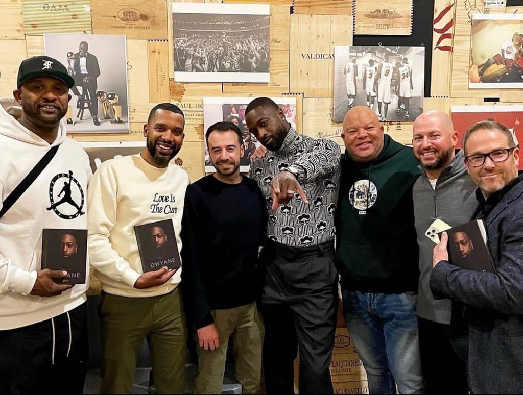 NBA legend Dwyane Wade(center) held a book launch at the Vintners with pal CC Sabathia (left). @nyvintners/instagram