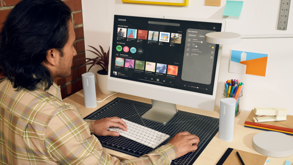 Sonos Web App on desktop monitor