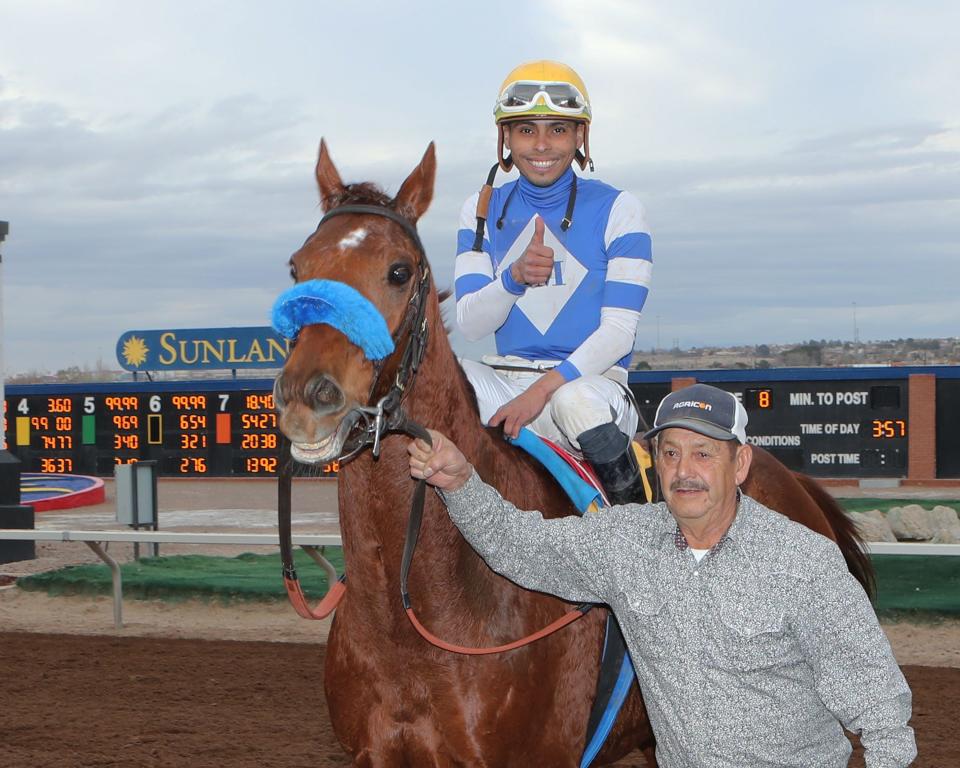 Minister of Soul with jockey Harry Hernandez aboard won the KLAQ Handicap on Sunday at Sunland Park Racetrack & Casino.