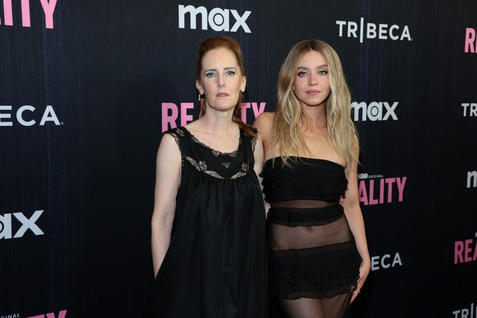 "Reality" director Tina Satter, left, and Sydney Sweeney at a New York screening of the film earlier this month.