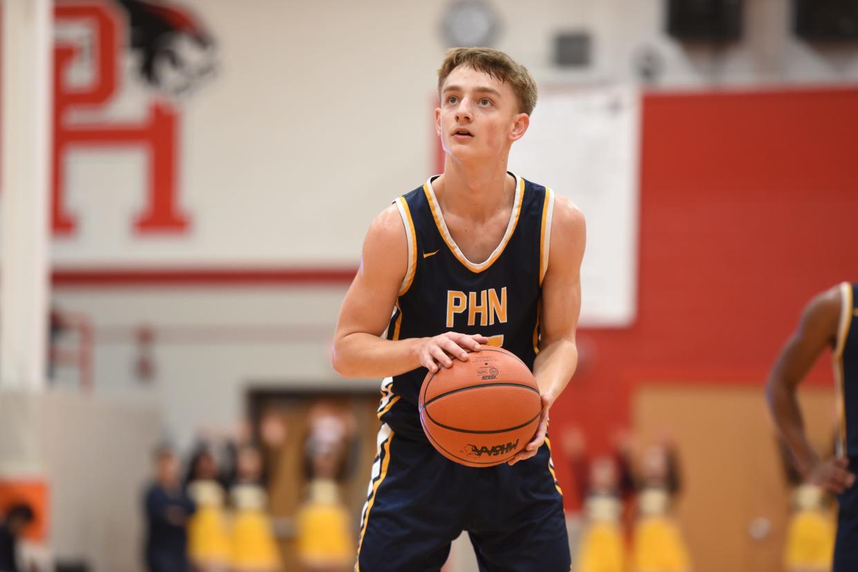 Port Huron Northern's Cam Harju sets for a free throw during a game earlier this season.