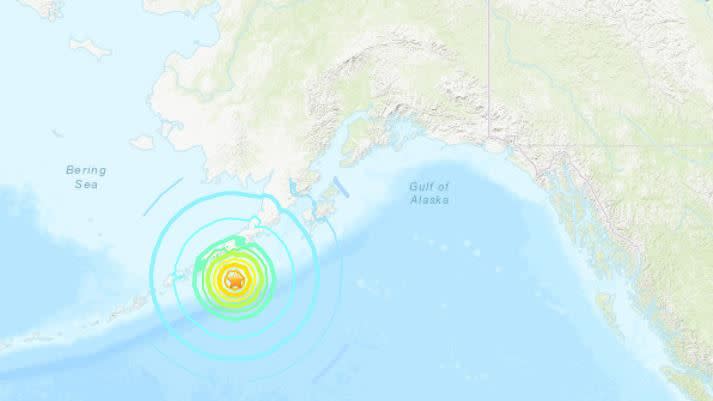 阿拉斯加外海發生規模7.5強震。（圖／翻攝自USGS）