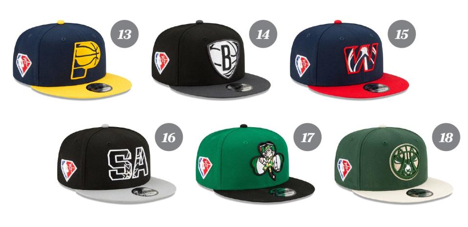A sampling of New Era's 2021 NBA draft hat collection