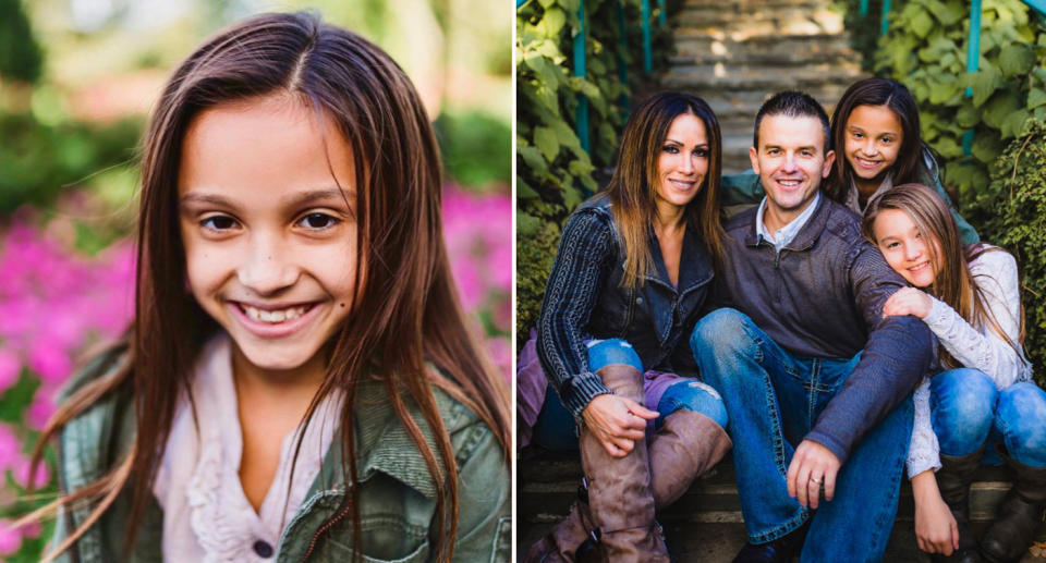 London Eisenbeis  (left) and her family (right)