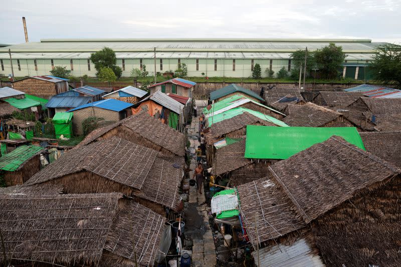 Rooftops of a slum area of Yangon