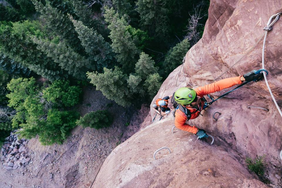 Climbing up the Gold Mt. Expedition Ferrata