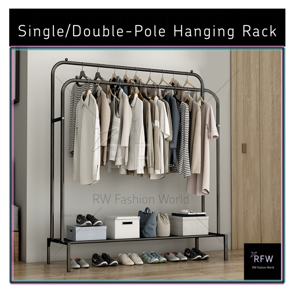 Single/Double-Pole Clothes Hanging Rack. (PHOTO: Shopee)