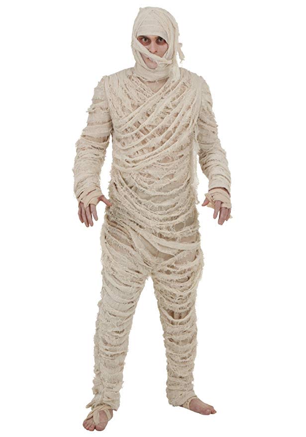 man wearing a mummy costume