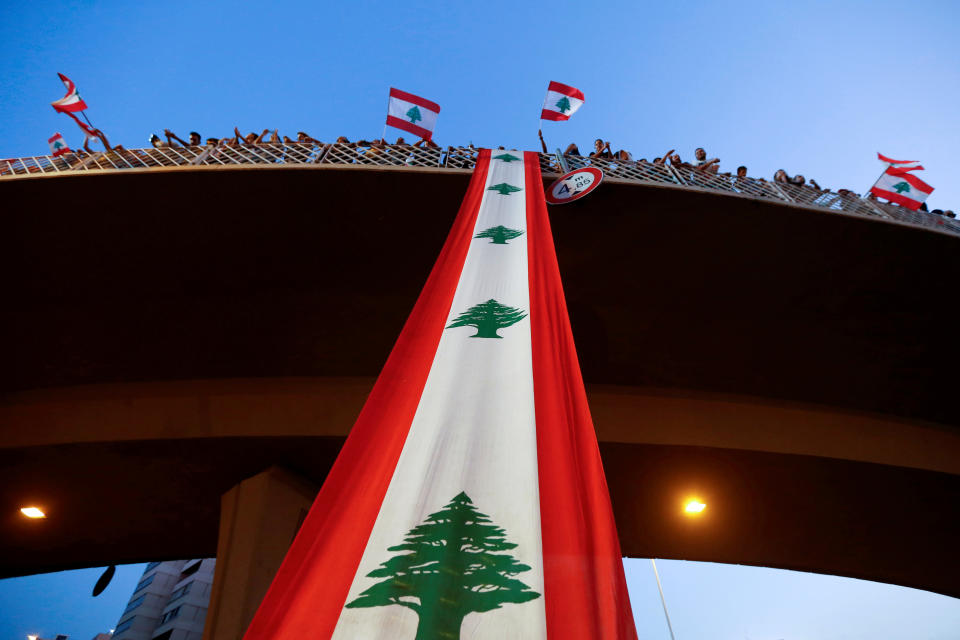 Demonstrators in Jal el-Dib, Lebanon