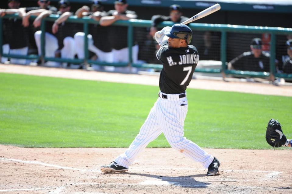 Micah Johnson #7 of the Chicago White Sox bats during the game against the Los Angeles Dodgers on March 5, 2015 at Camelback Ranch-Glendale in Glendale, Arizona. The Dodgers defeated the White Sox 6-1. (Photo by Rich Pilling/Getty Images)