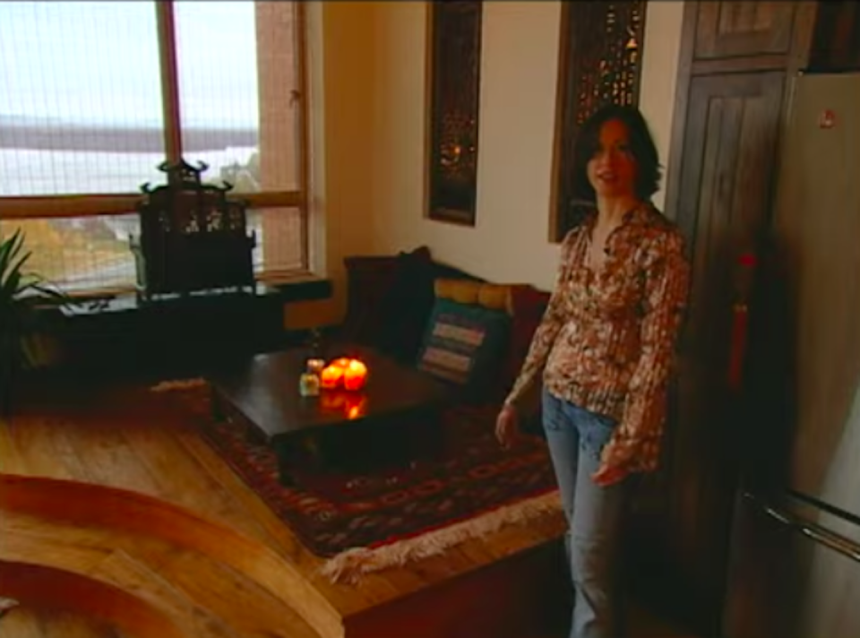 <p>This is Alanis Morissette's "meditation area," where she informed viewers "sometimes I sit on my laptop." Sounds really restorative!!!!</p>