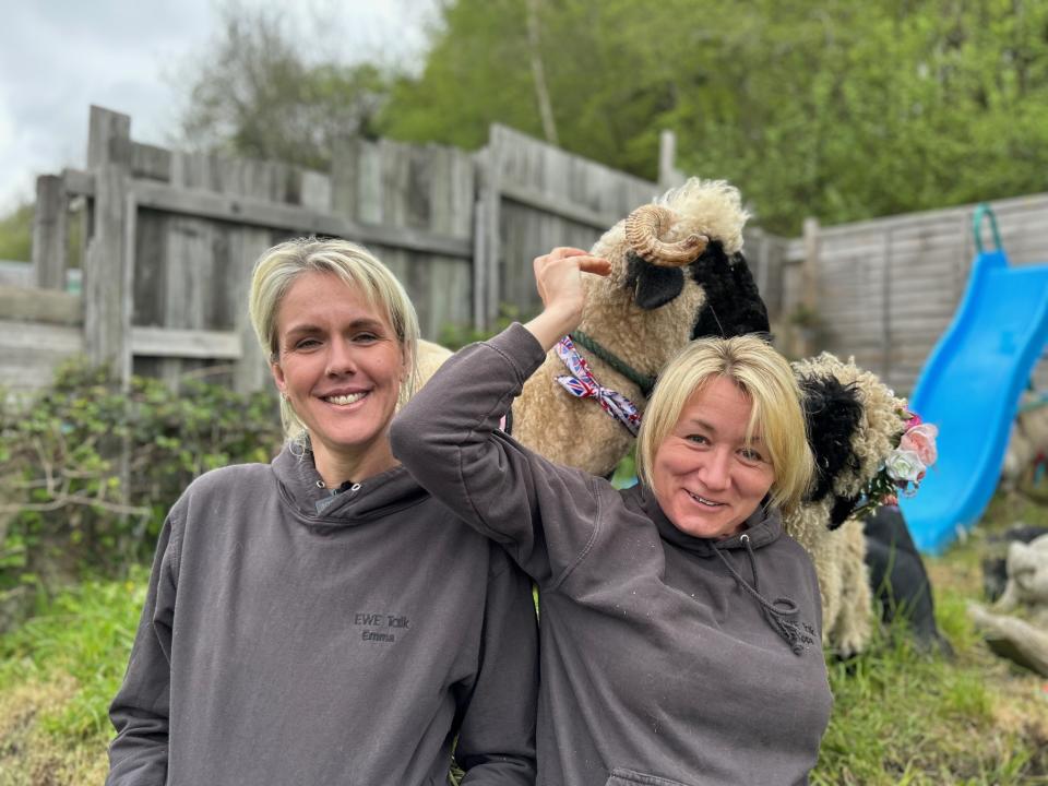 Emma (left) and Pippa travel the country with their flock, offering sheep therapy for vulnerable children. (EWE Talk)