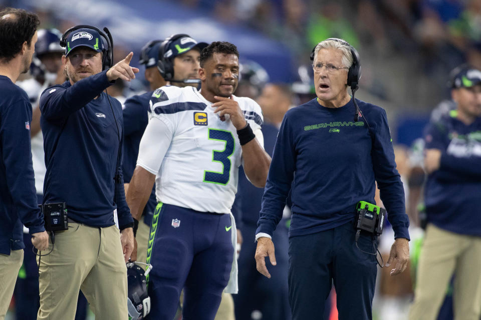 Seattle Seahawks quarterback Russell Wilson is averaging less than 20 pass completions per game this season. (Trevor Ruszkowski/USA TODAY Sports)