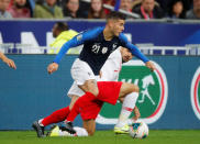 Dix minutes de jeu au Stade de France et toujours 0 à 0 entre la France et la Turquie, qui, pour le moment, se jaugent. (crédit Reuters)