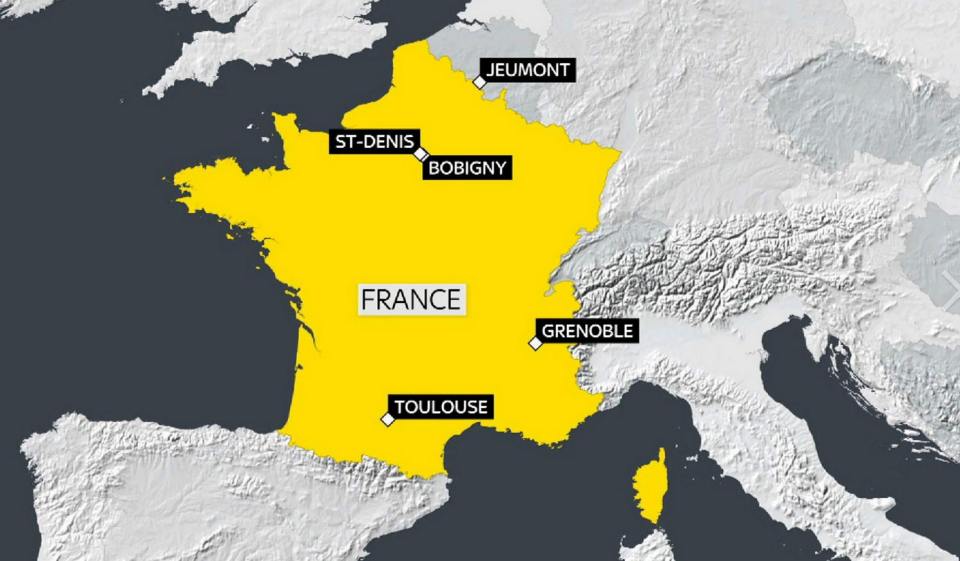 French police have carried out dozens of pre-dawn raids on suspected Islamists, focussing particularly on the Lyon area where they made five arrests and seized 