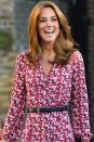 <p>Kate Middleton stuns in a <a href="https://www.harpersbazaar.com/celebrity/latest/a28917131/kate-middleton-prince-george-princess-charlotte-first-day/" rel="nofollow noopener" target="_blank" data-ylk="slk:floral dress" class="link ">floral dress</a> by Michael Kors for the big day.</p>