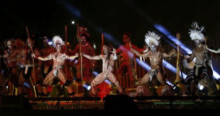 Dancers perform during Opening Ceremonies of the Copa America 2015 soccer tournament at the National Stadium in Santiago, Chile June 11, 2015. REUTERS/Henry Romero