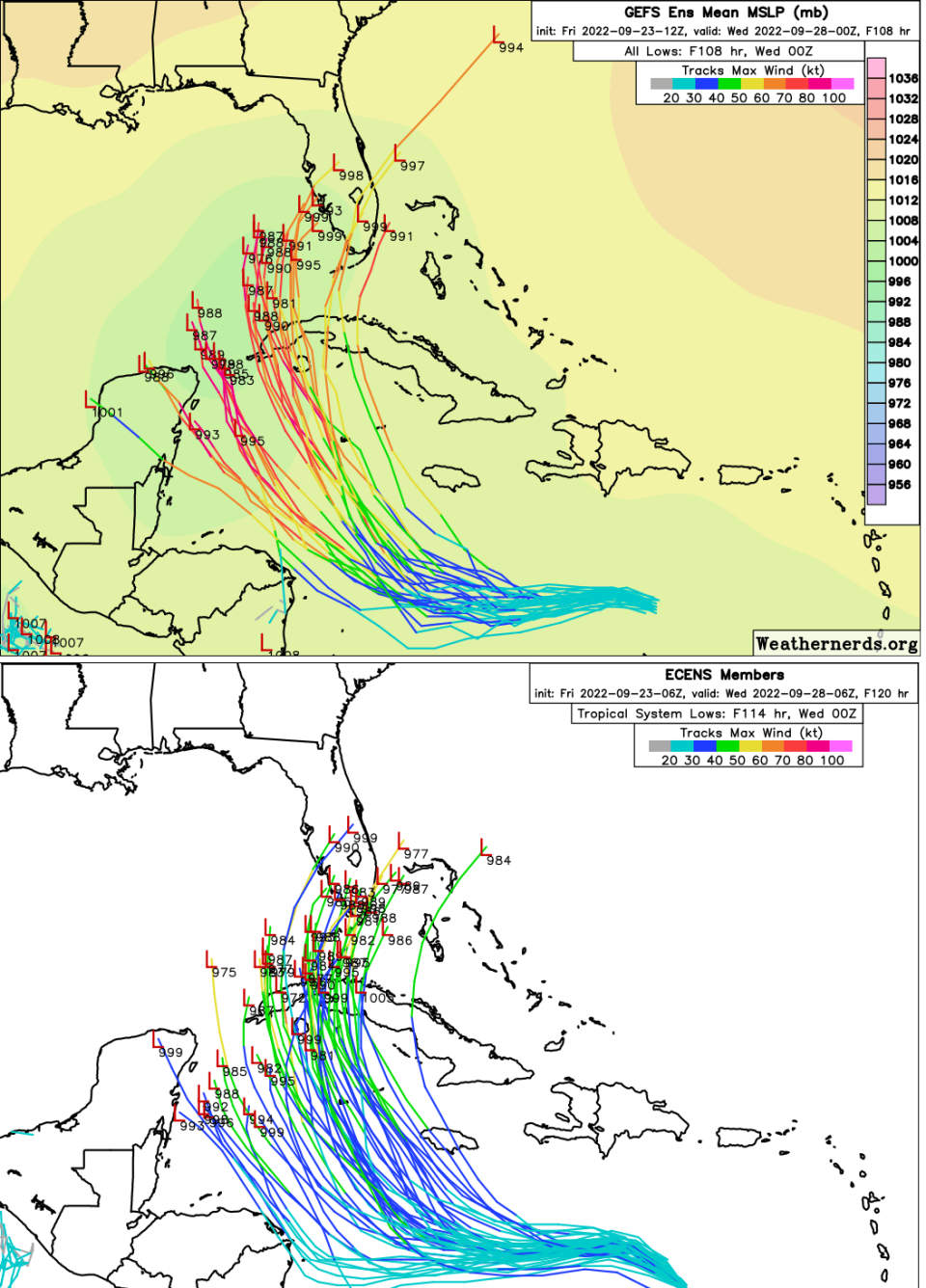 Hot off the press 12z GFS ensemble comparison with the 06z Euro. The GFS ensembles are swinging back west as well.