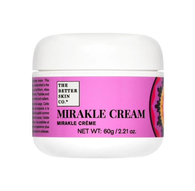 <p>100% of October proceeds from sales of this all-purpose cream will be donated to <a href="https://cancercartel.org/" rel="nofollow noopener" target="_blank" data-ylk="slk:Cancer Cartel;elm:context_link;itc:0;sec:content-canvas" class="link ">Cancer Cartel</a>, which provides financial resources and relief to those diagnosed with cancer to break down the barriers to wellness access. </p> <p><b>Buy It!</b> Better Skin Mirakle Cream, $36; <a href="https://thebetterskinco.com/products/better-skin-mirakle-cream" rel="nofollow noopener" target="_blank" data-ylk="slk:thebetterskinco.com;elm:context_link;itc:0;sec:content-canvas" class="link ">thebetterskinco.com</a> </p>