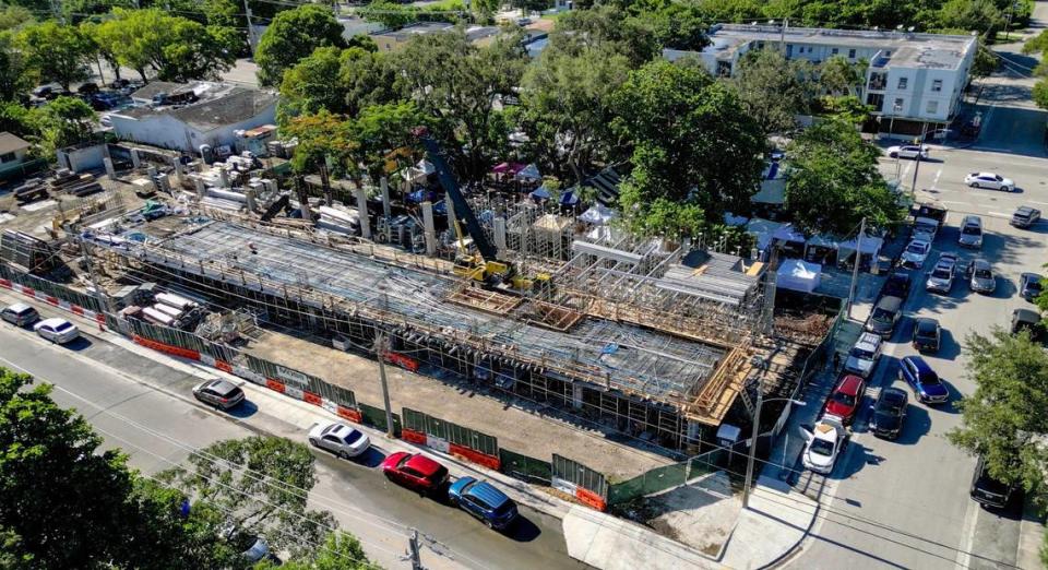 The construction site for Elemi at Grove Village, as seen from above on Saturday, August 12, 2023.