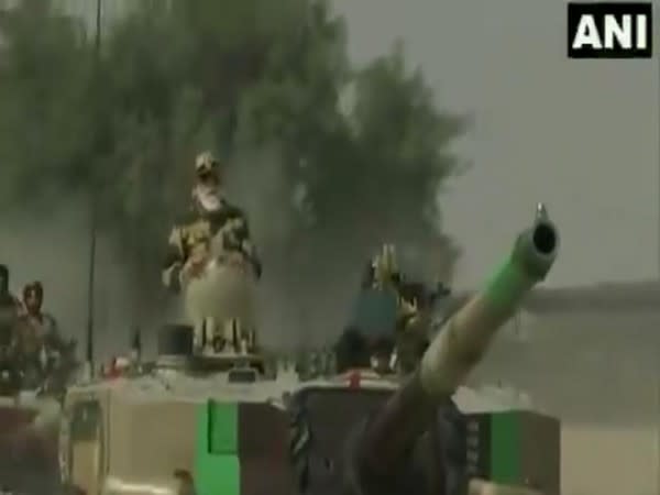 Prime Minister Narendra Modi on an Arjun tank in Jaisalmer [Photo/ANI]