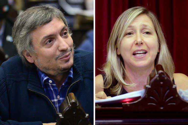 Máximo Kirchner y Myriam Bregman en el recinto de la Cámara de Diputados