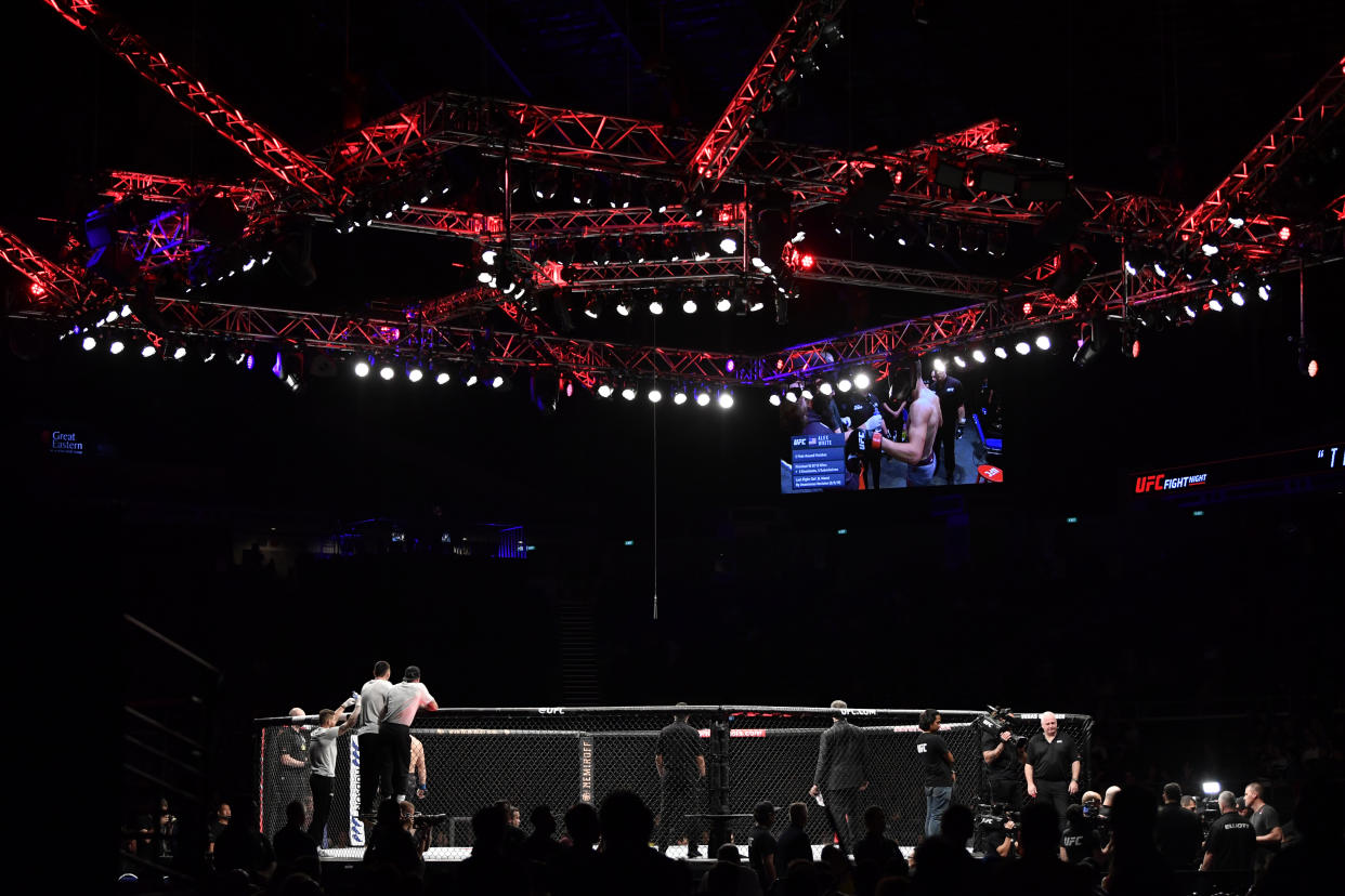 A view of the Octagon at a UFC event.