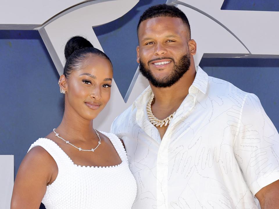 Erica Donald and Aaron Donald attend the World Premiere of Netflix's "The Gray Man" at TCL Chinese Theatre on July 13, 2022 in Hollywood, California