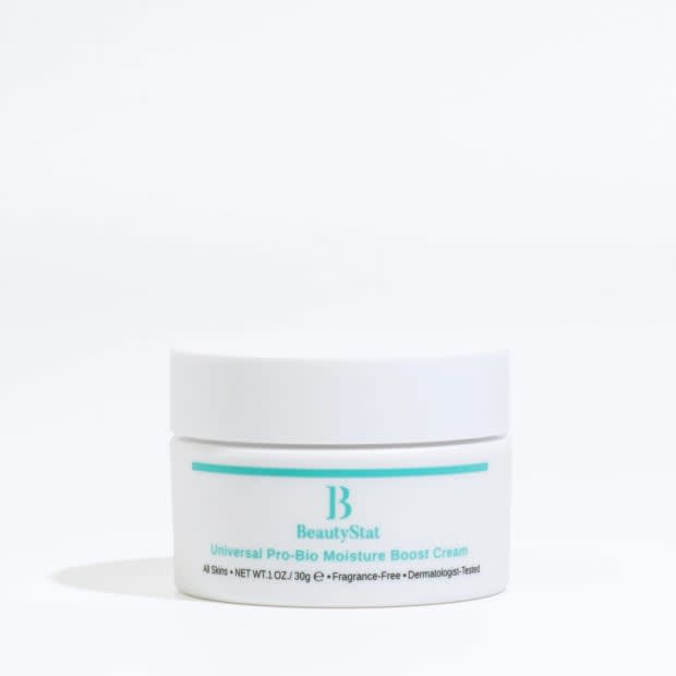 <p><strong>BeautyStat Universal Pro-Bio Moisture Boost Cream, $50, <a href="https://shop-links.co/ci0GXPhl4R9" rel="nofollow noopener" target="_blank" data-ylk="slk:available here;elm:context_link;itc:0;sec:content-canvas" class="link ">available here</a>:</strong> "This has quickly become one of my favorite moisturizers ever. It feels ultra-hydrating, reparative and protective despite being surprisingly lightweight — perfect for my hormonal acne-prone skin." —Dhani Mau, Editor in Chief</p> 