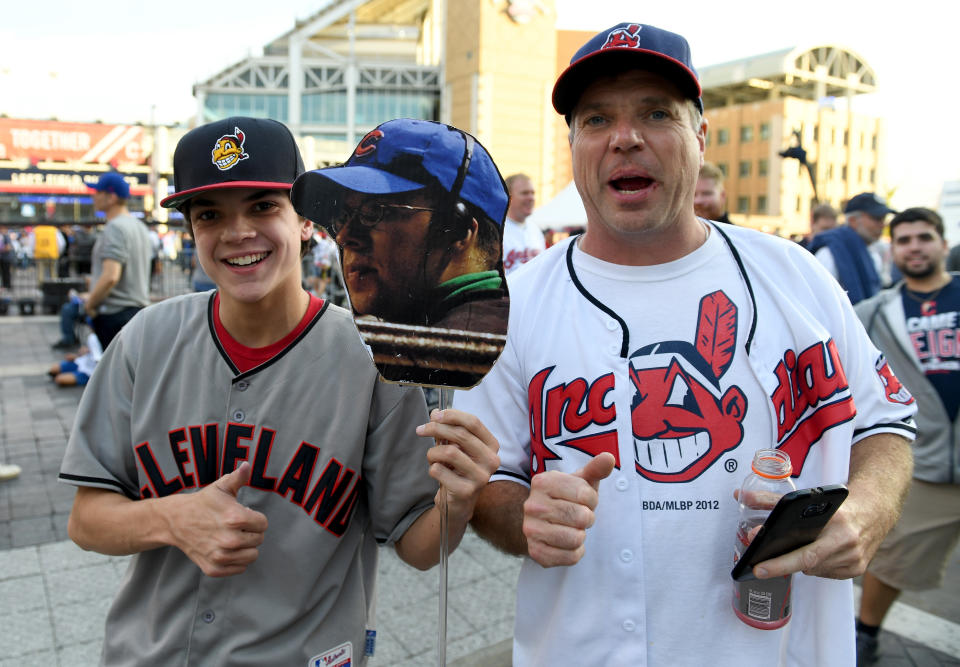Cleveland Indians fans wear the team's regular gear on Nov. 2, prior to Game 7&nbsp;of the World Series. (Photo: Jason Miller/Getty Images)