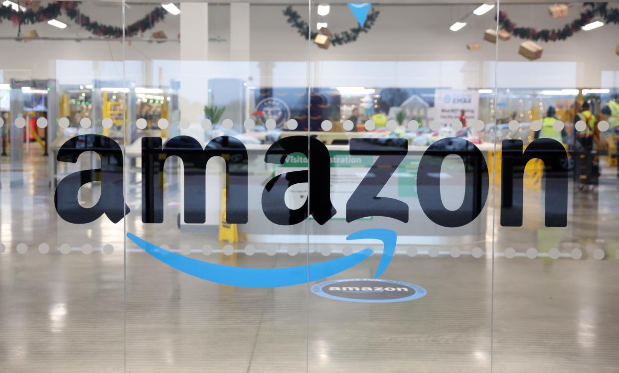 Amazon logo on window
